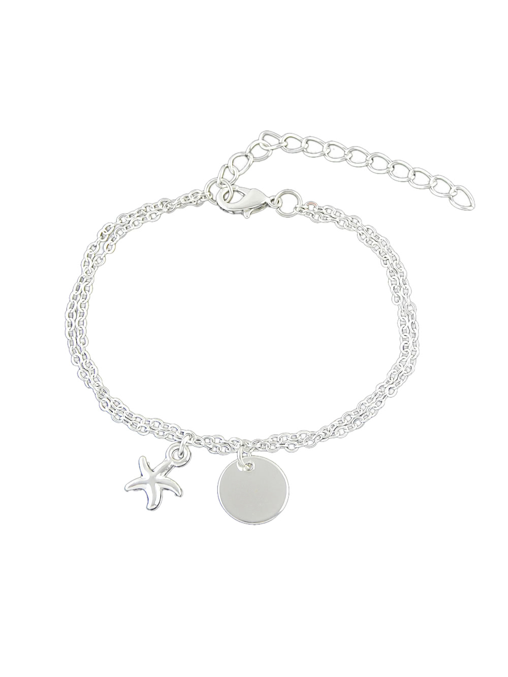 Silver Color Starfish Charm Chain Link Bracelets