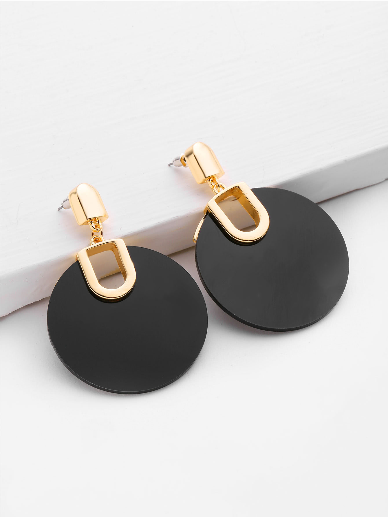 Two Tone Geometric Drop Earrings SheIn(Sheinside)