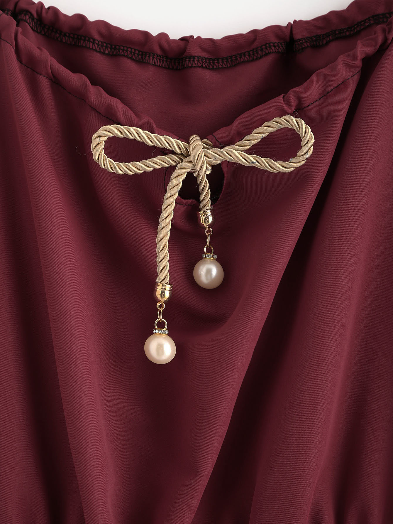 Braided Bead Strap Tie Neck Cami Dress SheIn(Sheinside)