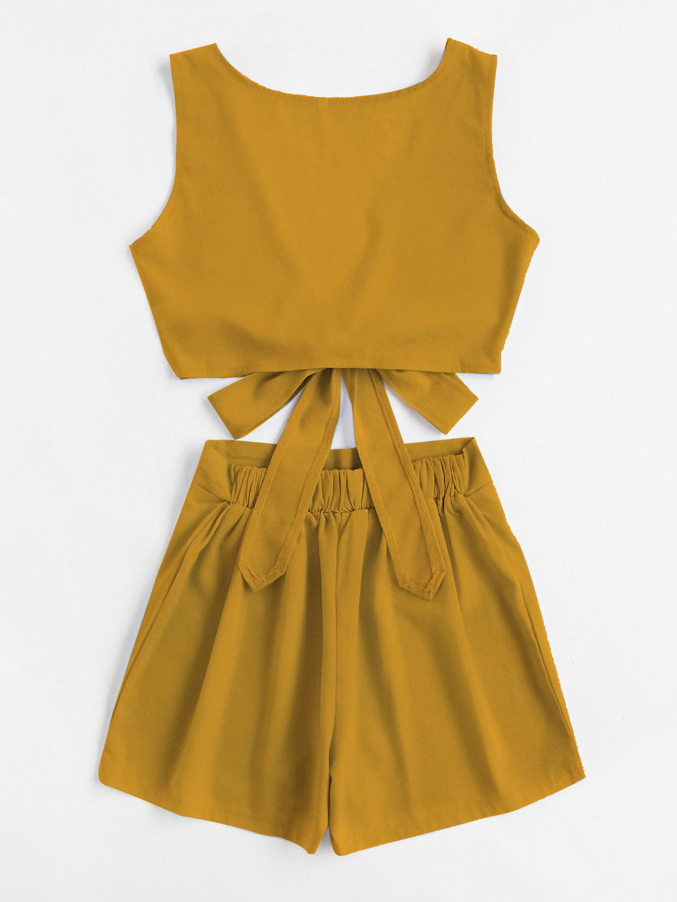 Conjunto corto con nudo -Spanish Romwe