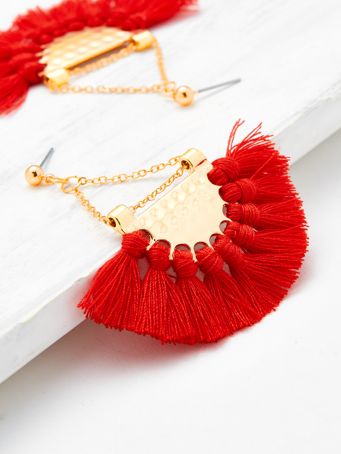 Fan Shaped Tassel Earrings SheIn(Sheinside)