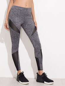 Mesh Insert Marled Knit Leggings