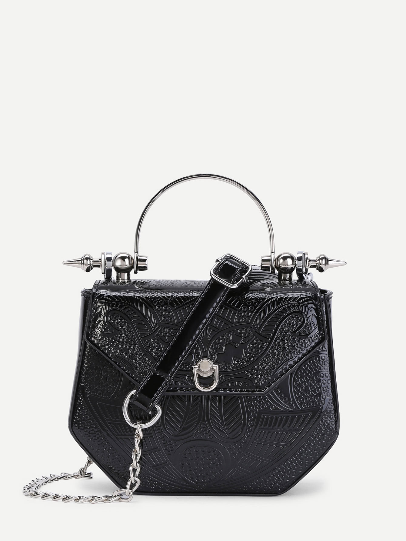 Metal Detail PU Chain Crossbody BagFor Womenromwe
