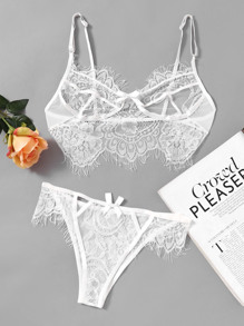 Eyelash Lace Sheer Lingerie Set