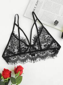 Scallop Trim Eyelash Lace Bralette