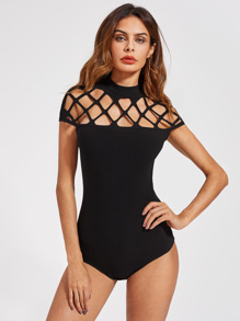 Mock Neck Square Cutout Bodysuit