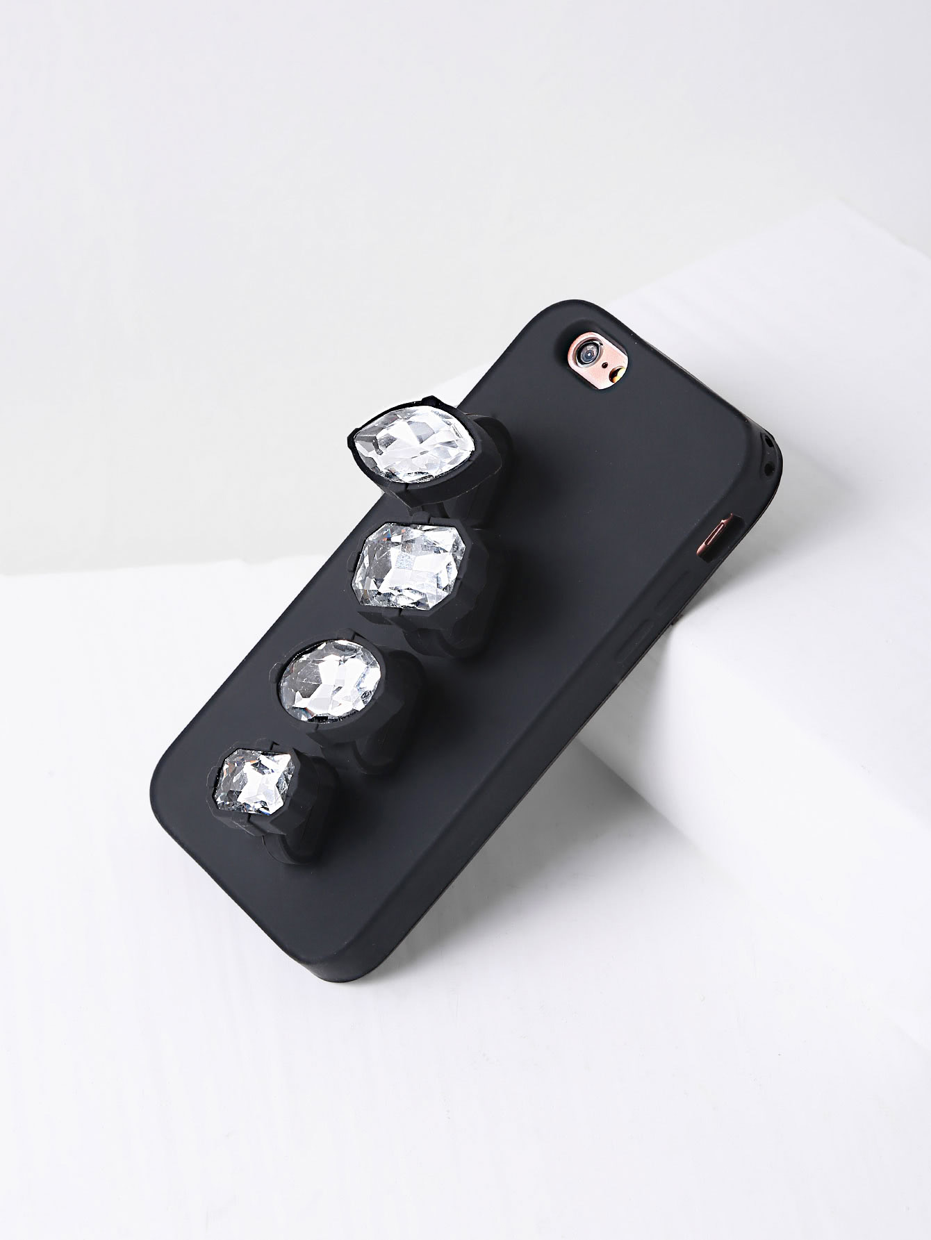 Rhinestone Finger Ring iPhone Case SheIn(Sheinside)