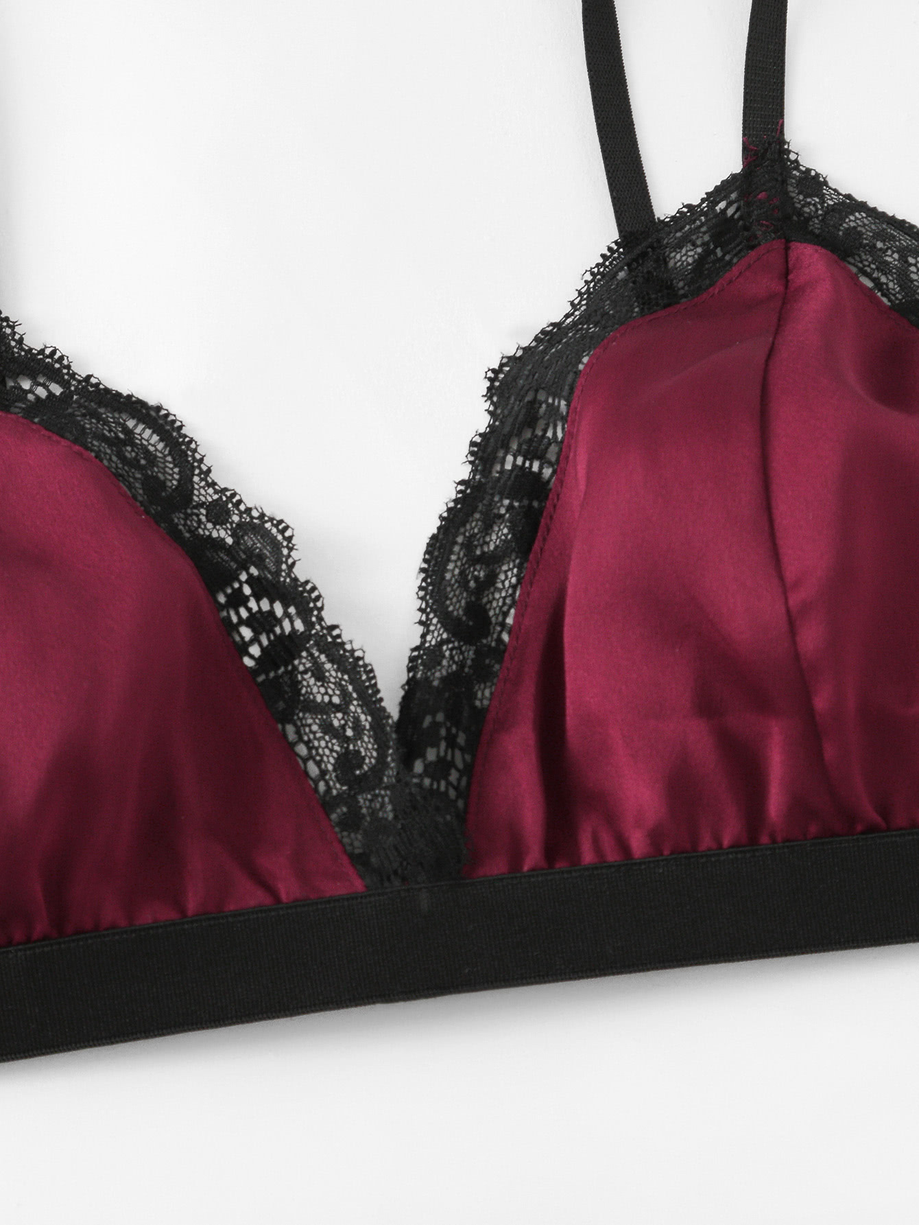 Lace Trim Triangle Bralette And Shorts Pajama Set SheIn(Sheinside)