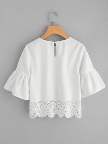 Trumpet Sleeve Scallop Laser Cut Top