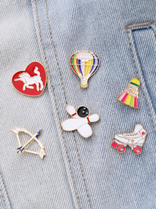 Bowling & Roller Skates Design Brooch Set