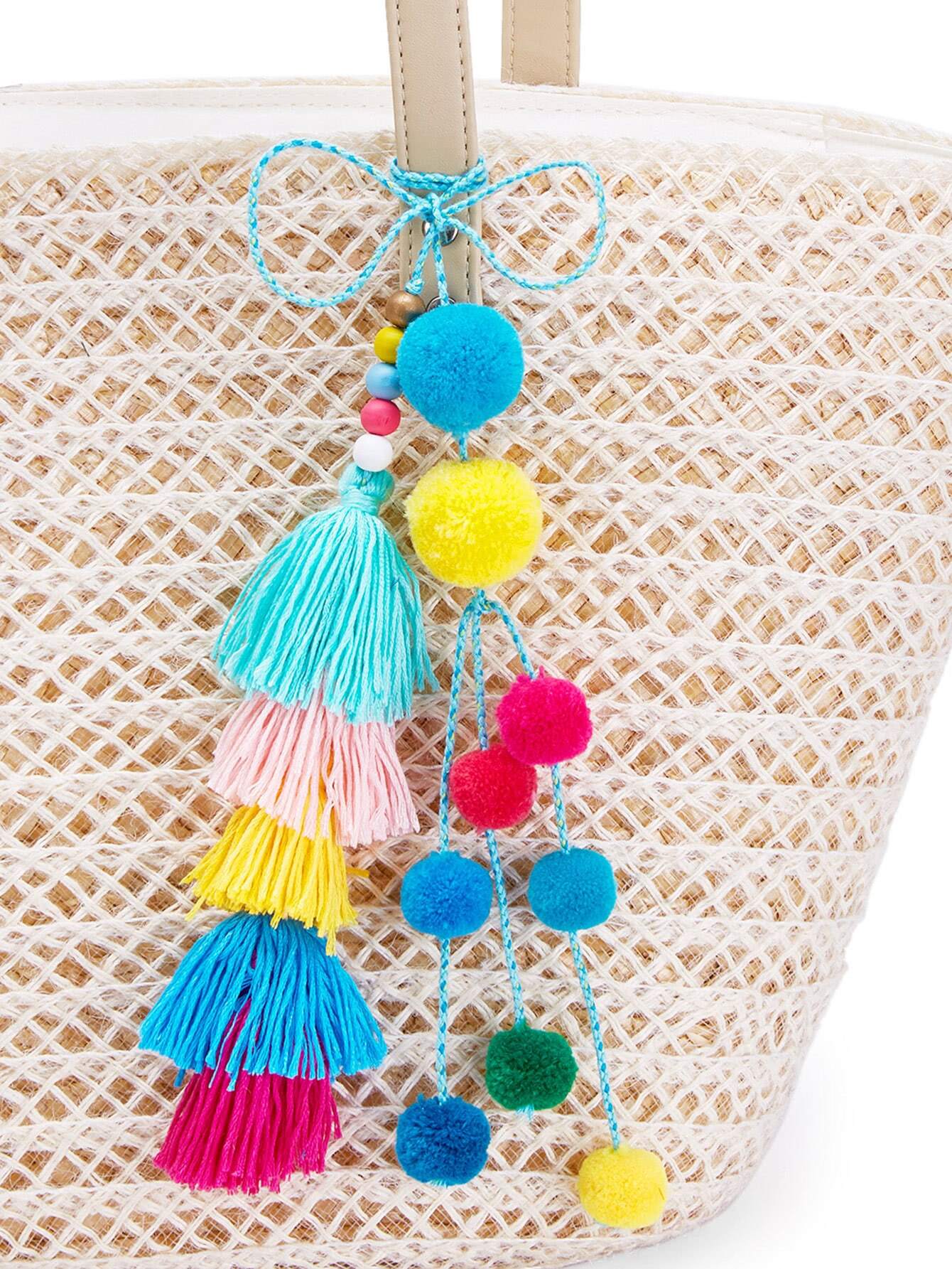 Pom Pom & Tassel Design Keychain SheIn(Sheinside)