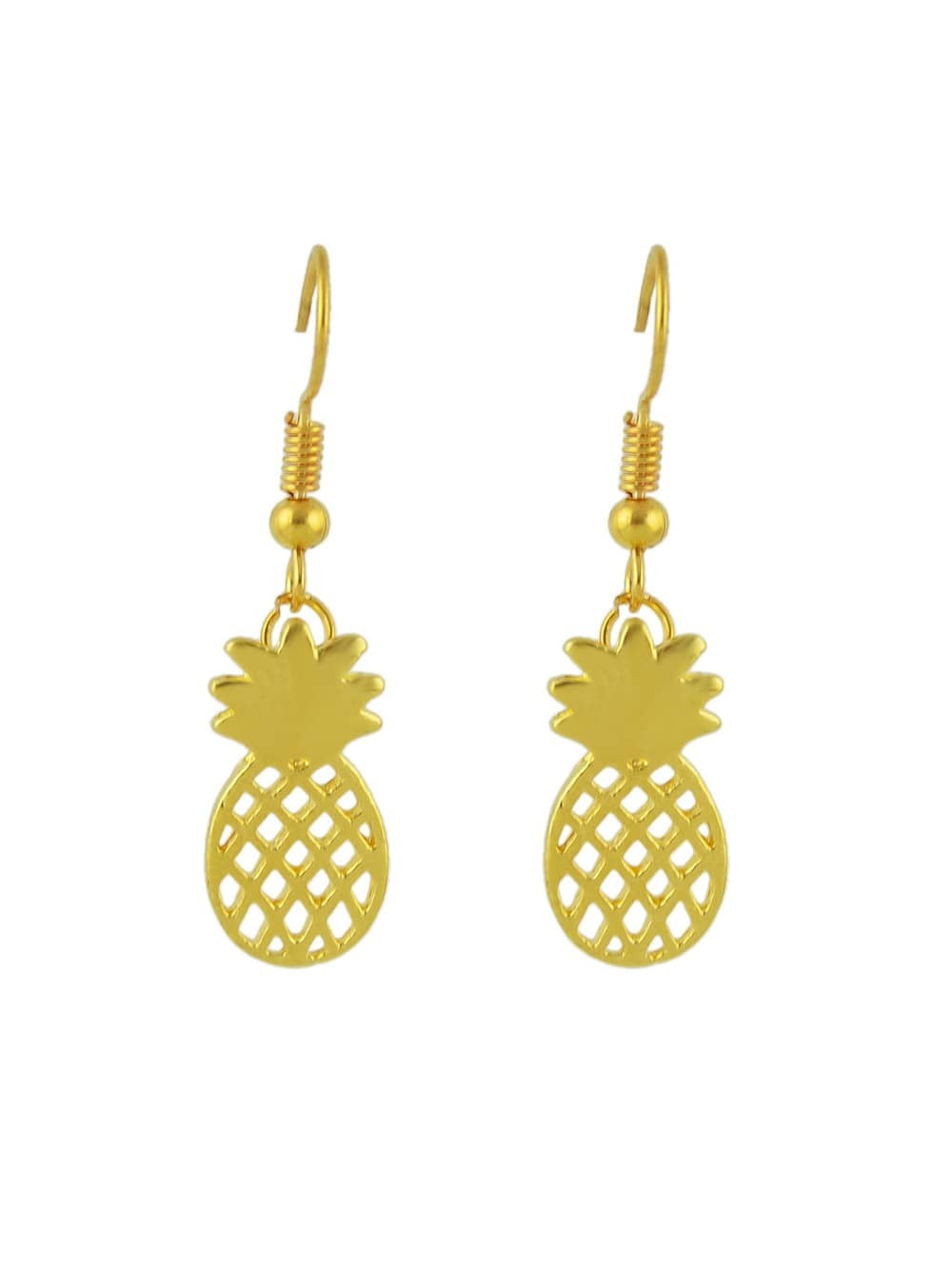 Gold Color Tropical Fruit Pineapple Dangle Earrings