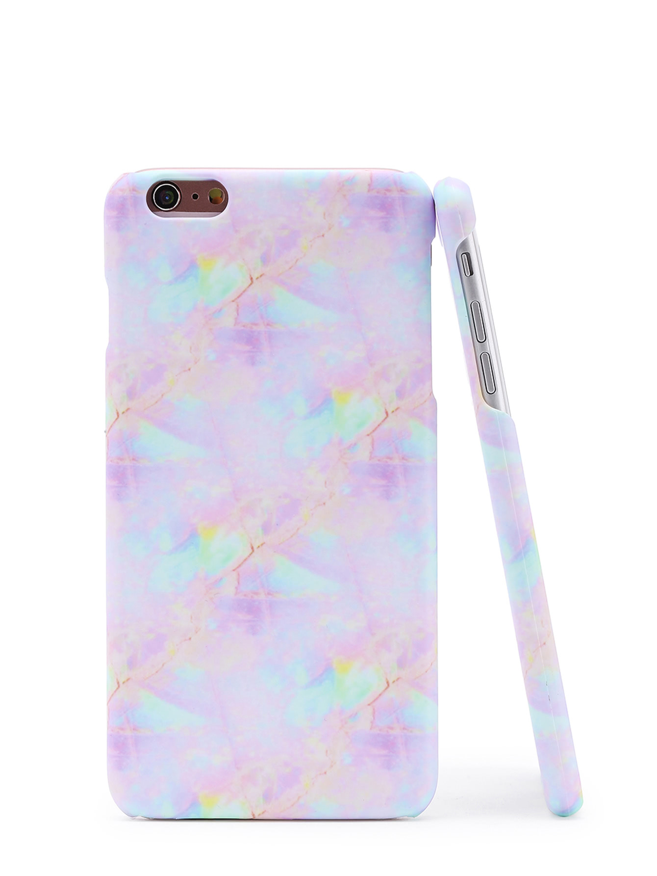 Iridescent Marble Print iPhone Case SheIn(Sheinside)