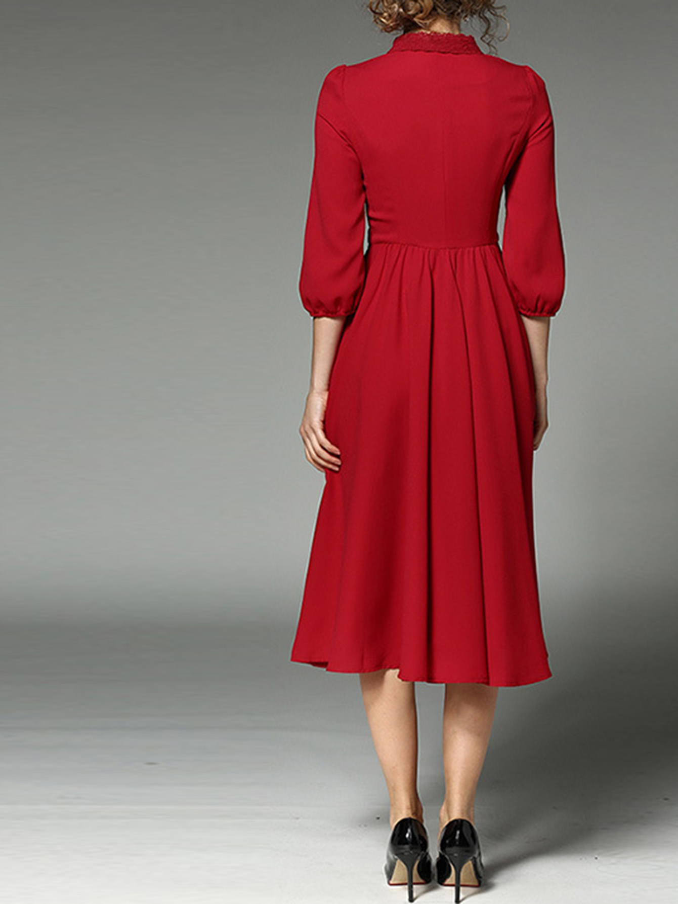 Lace Paneled Button Front Shirt Dress SheIn(Sheinside)