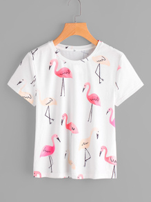 Allover Flamingo Print Tee