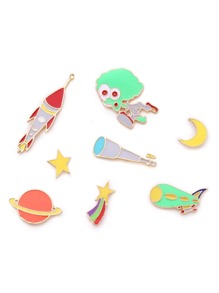 Rocket & Star Design Brooch Set