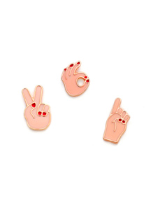 Cute Gesture Brooch Set