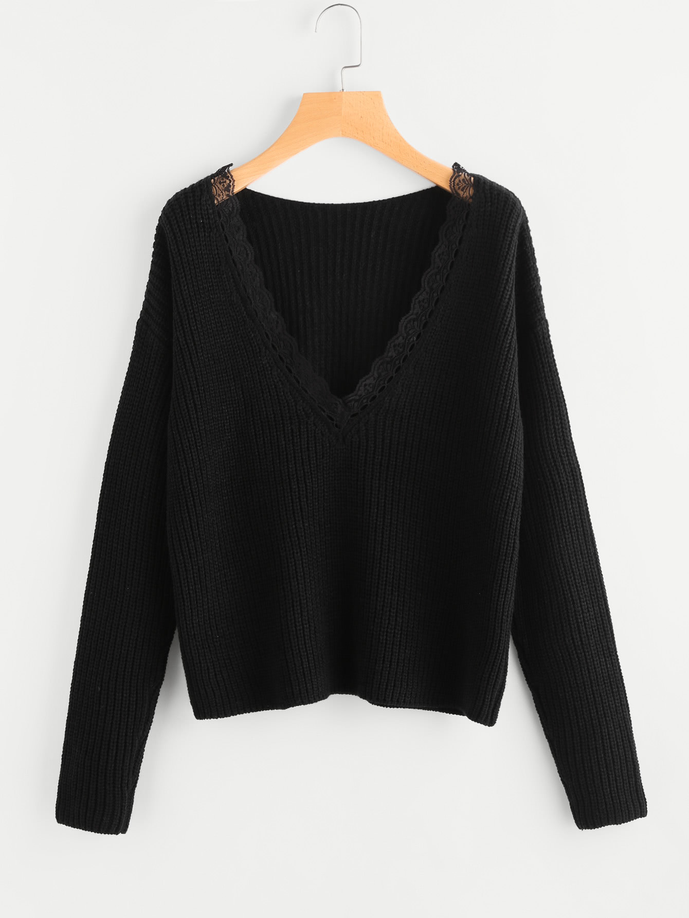 где купить Lace Trim Plunge Neck Jumper по лучшей цене