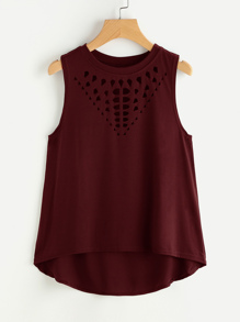 Laser Cut Dip Hem Tank Top