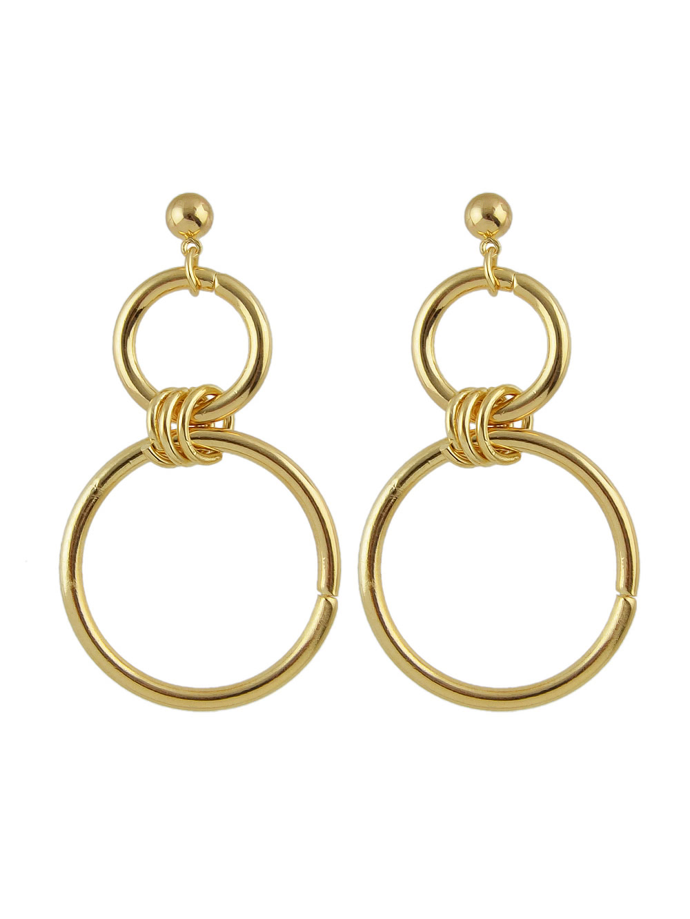 Trendy Gold Color Big Round Circle Dangle Earrings