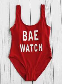 Graphic Print Scoop Swimsuit