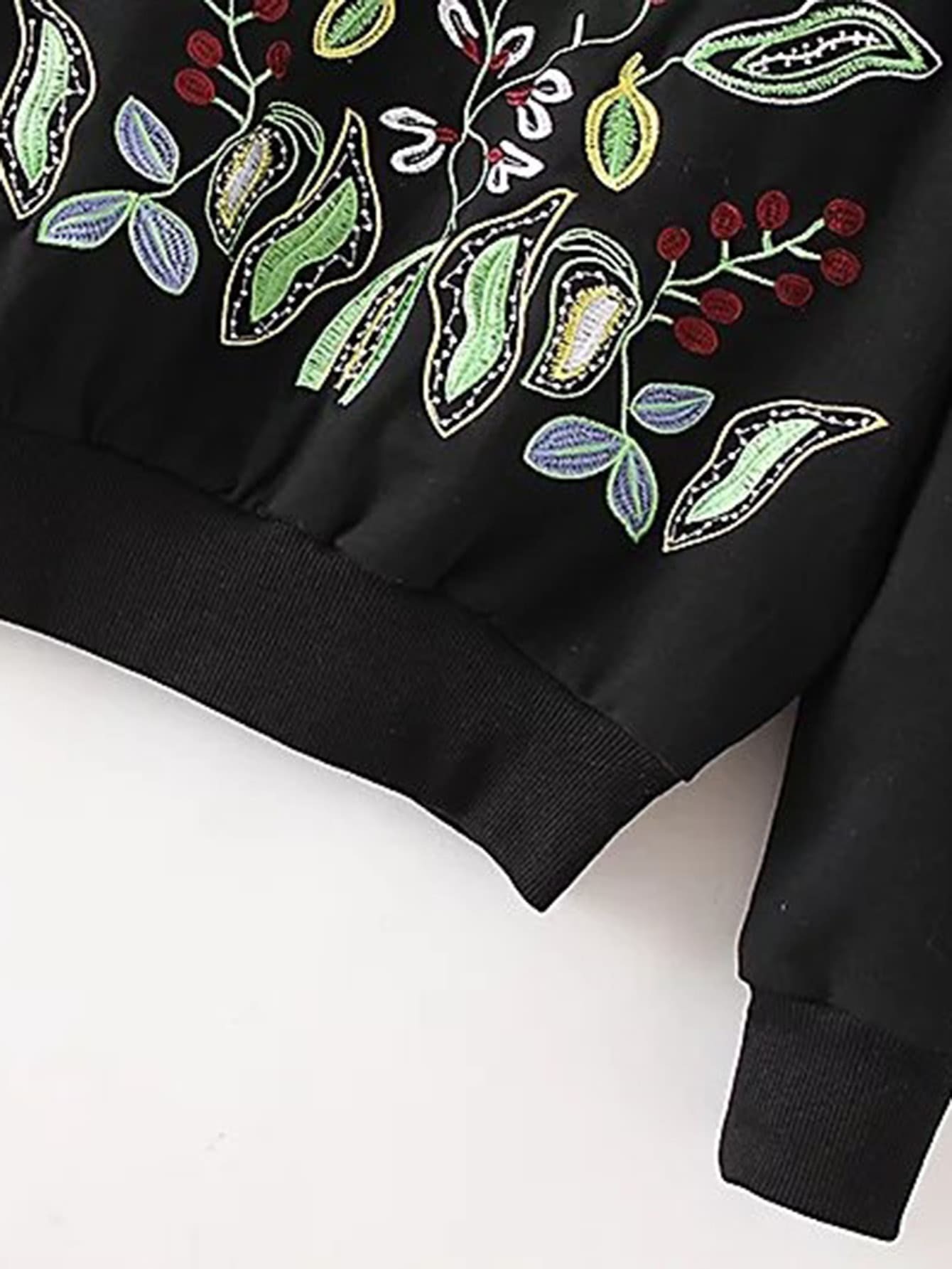Flower Embroidery Sweatshirt SHEIN(SHEINSIDE)