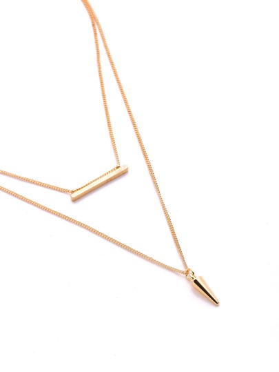 Collar de cadena de dos capas con colgante de barra
