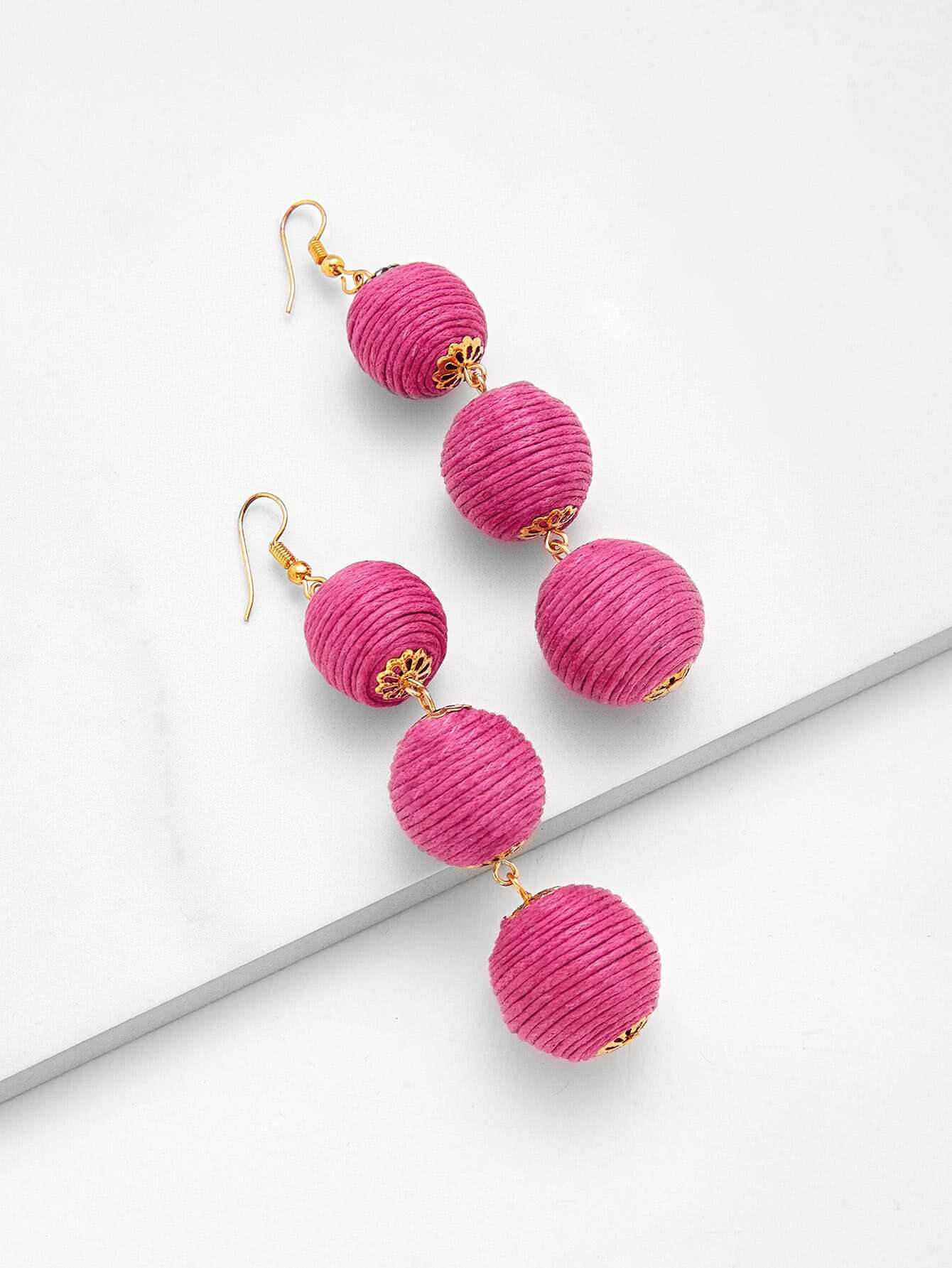 Pom Pom Design Drop Earrings SheIn(Sheinside)
