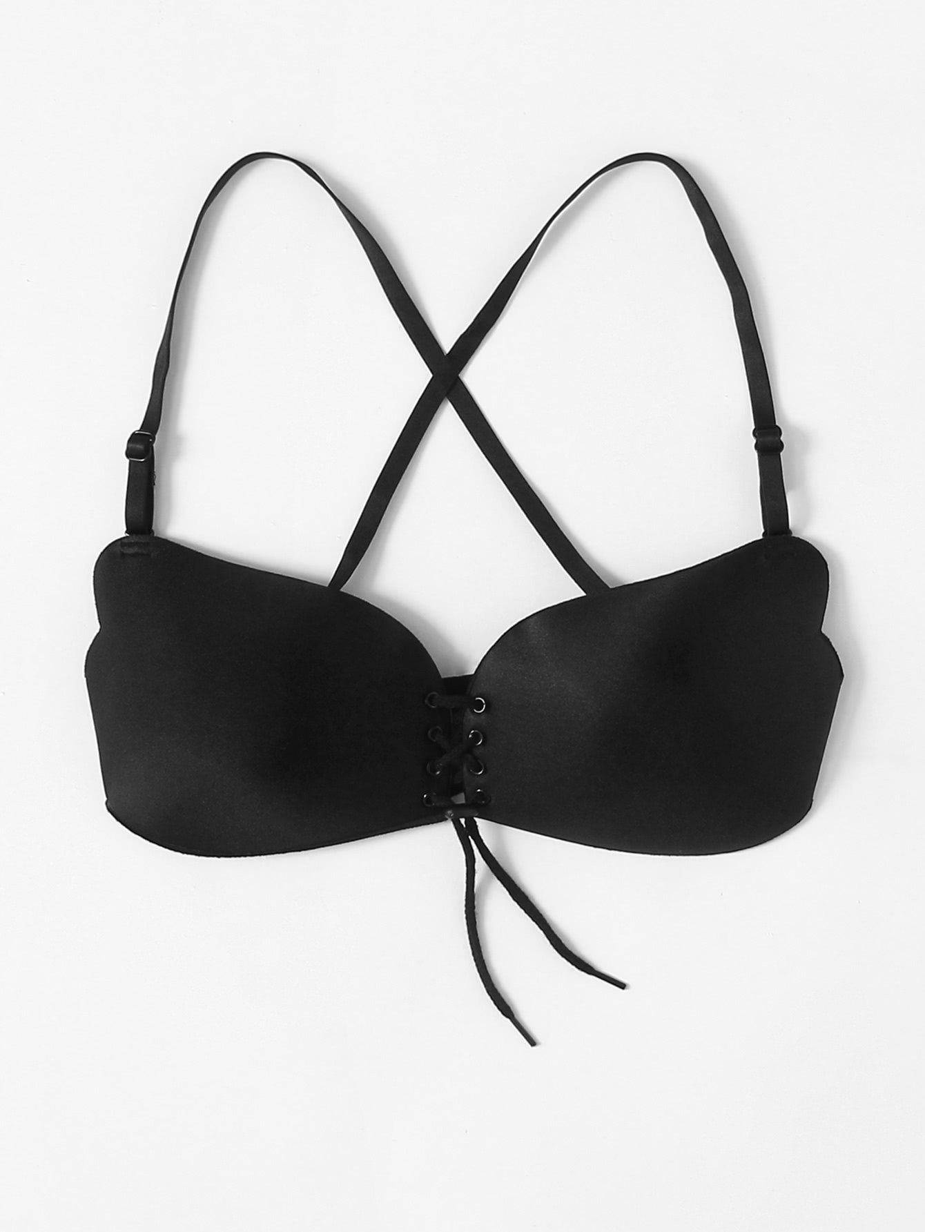 Lace Up Bra With Detachable Strap SheIn(Sheinside)