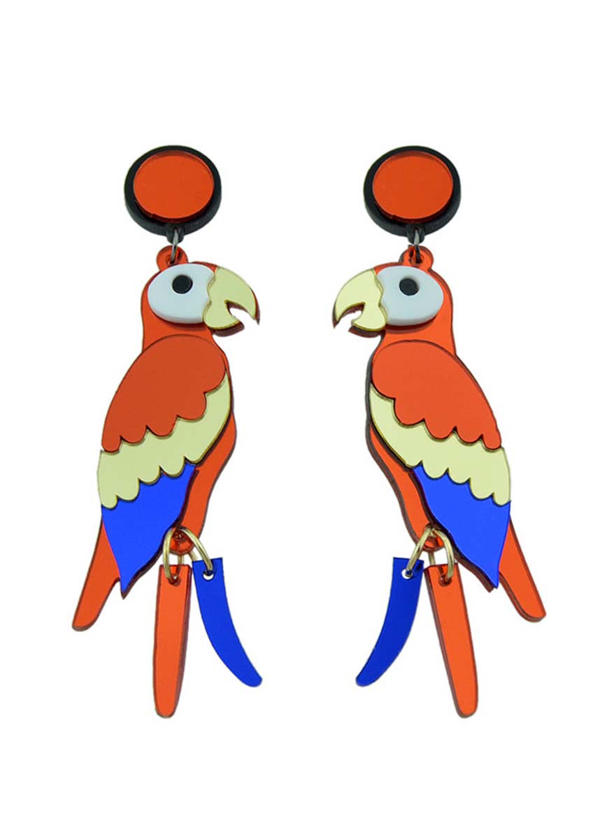 (Random Color) Colorful Acrylic Parrot Shape Big Dangle Earrings (Random Color) Colorful Acrylic Parrot Shape Big Dangle Earrings