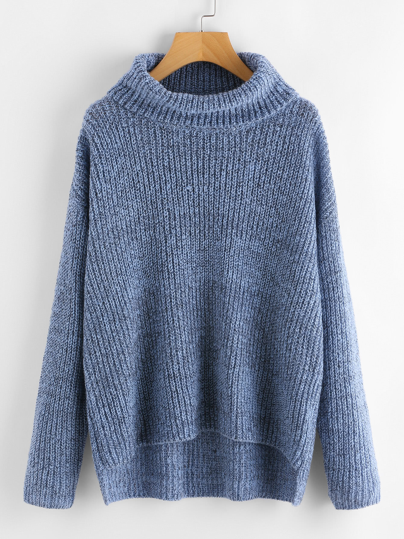 Dip Hem Turtle Neck Sweater SheIn(Sheinside)