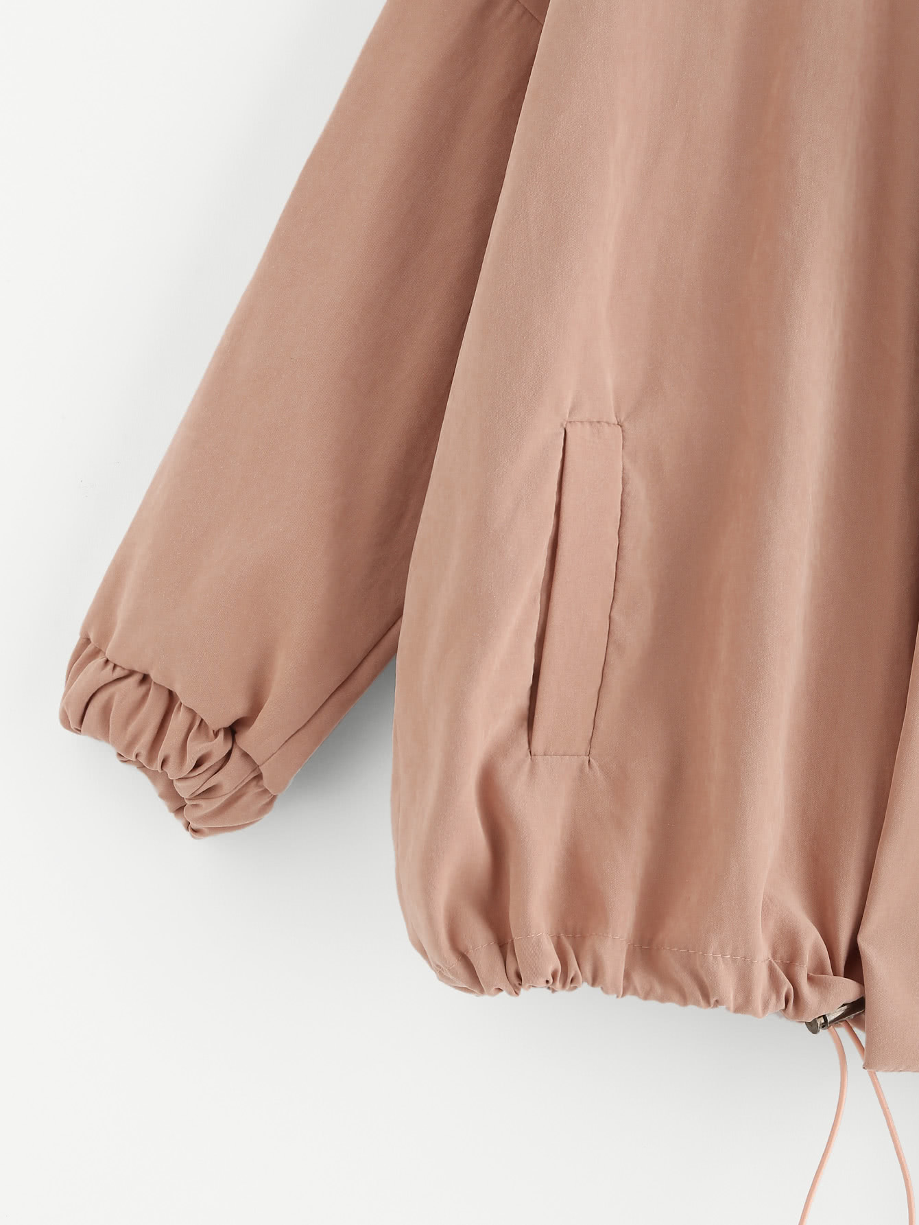 Drawstring Hem Zip Up Jacket SheIn(Sheinside)