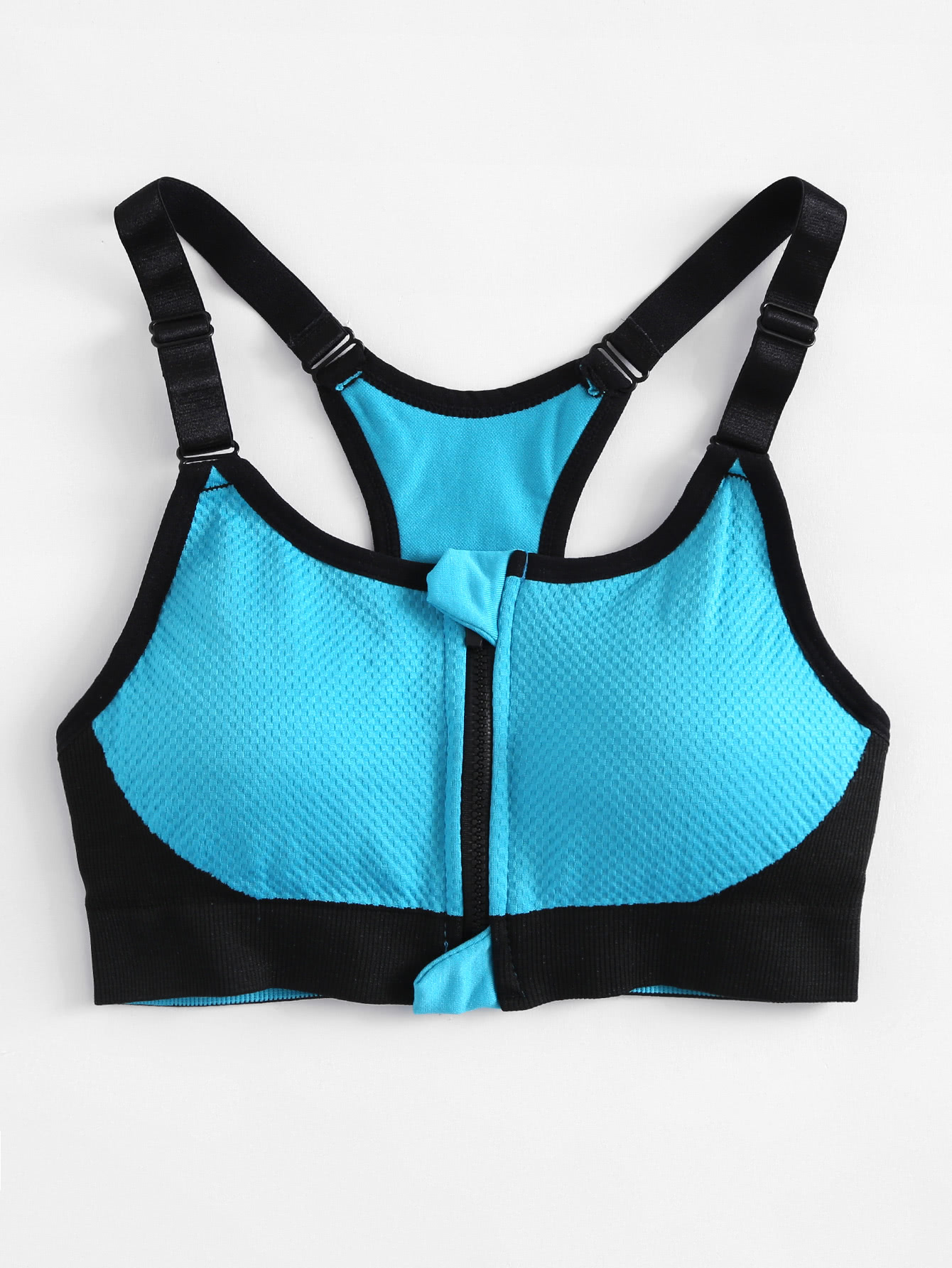 Zipper Front High Impact Sports Bra SheIn(Sheinside)