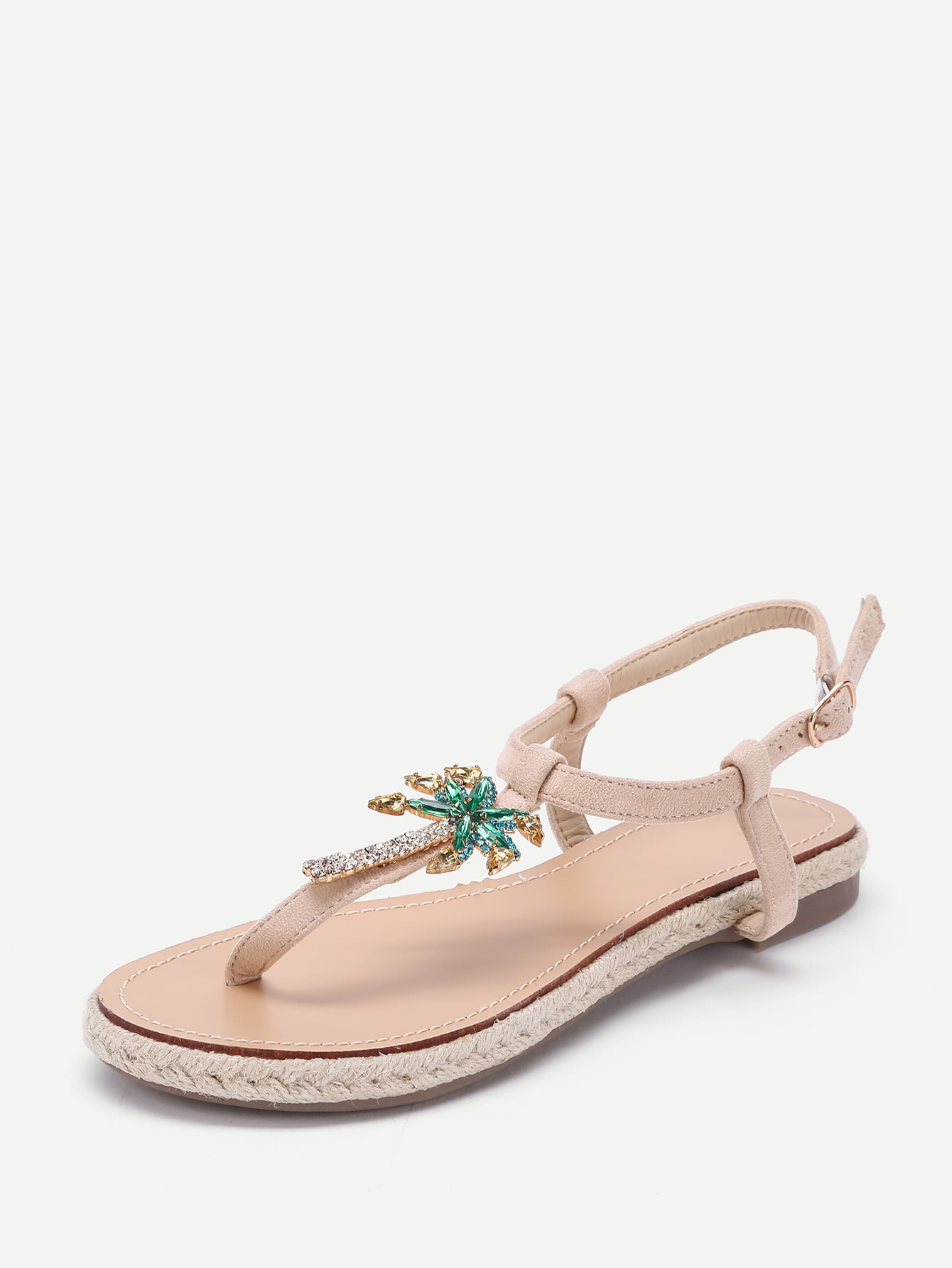 Rhinestone Pineapple & Palm Tree Design Flat Sandals EmmaClothWomen