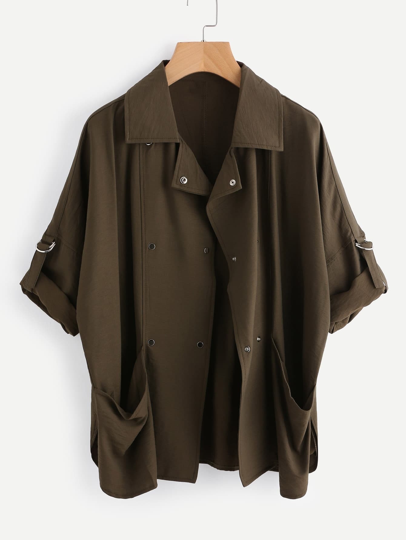 Rolled Sleeve Dolphin Hem Jacket SheIn(Sheinside)