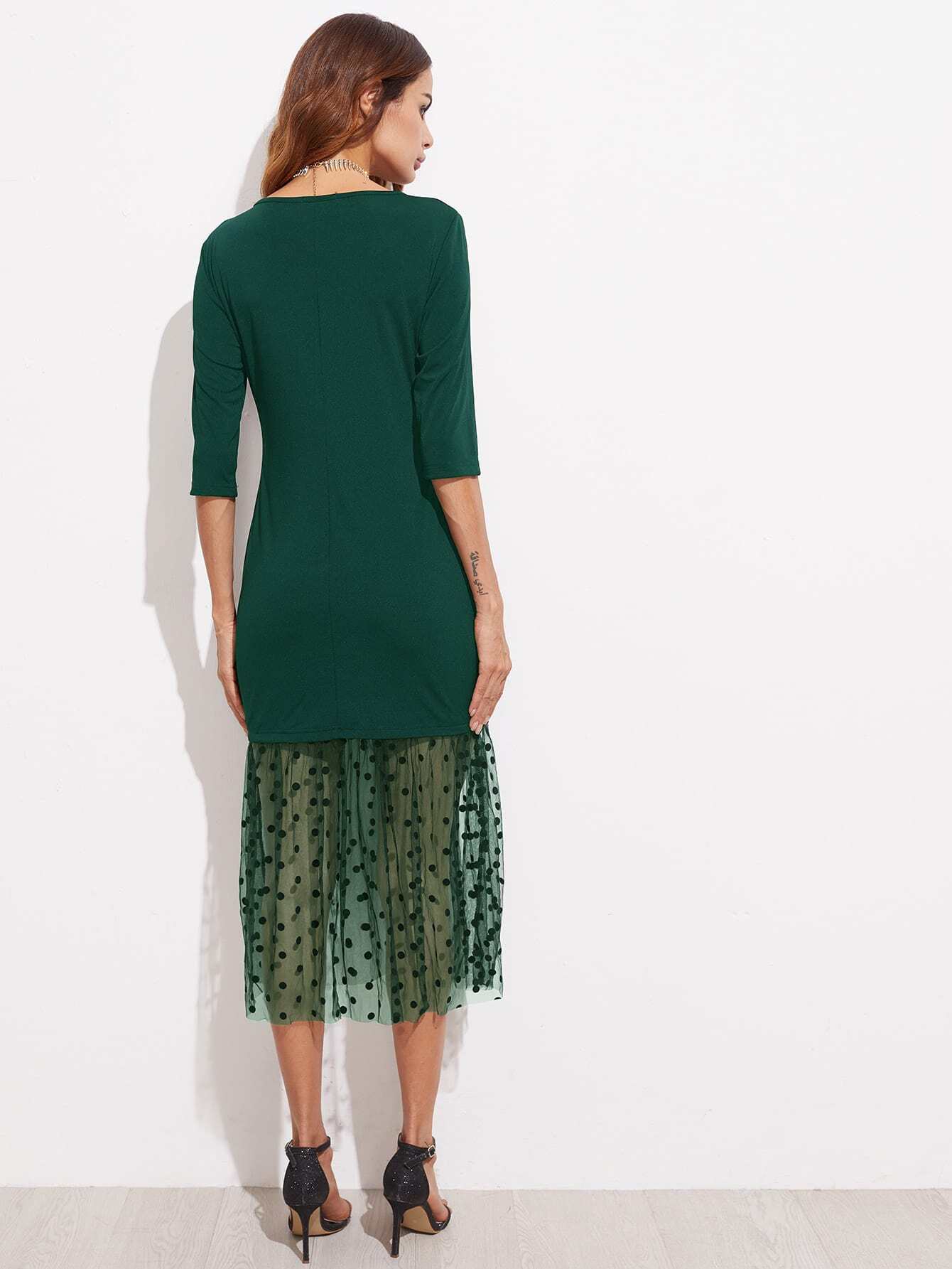 mesh hem dress