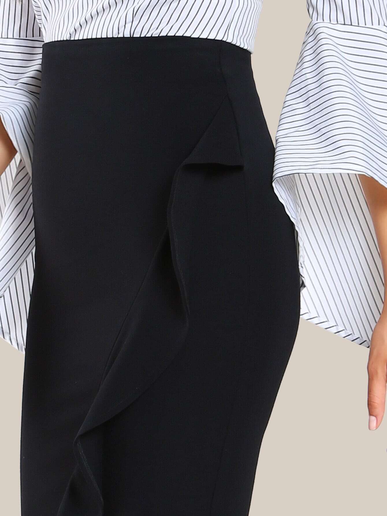 Frill Trim Form Fitting Skirt SheIn(Sheinside)