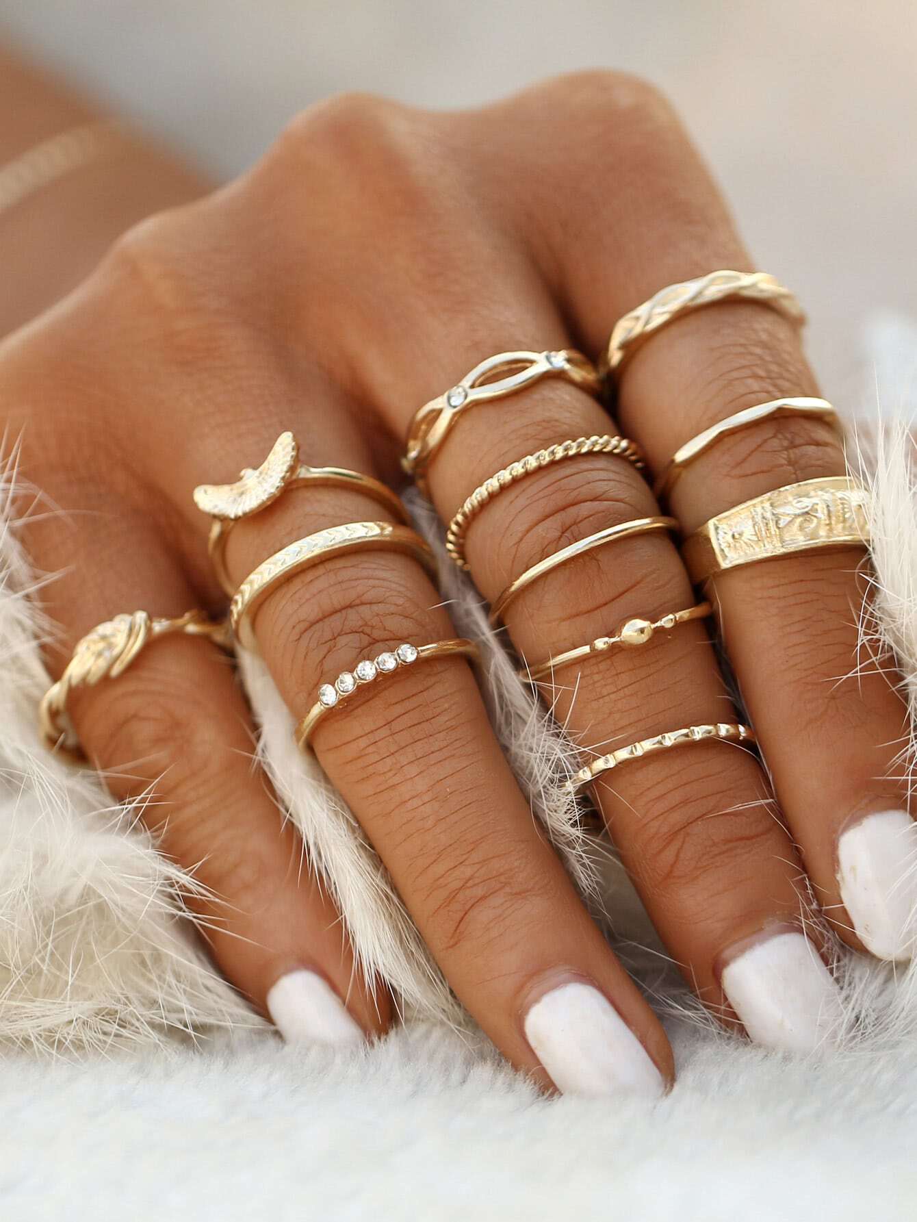 Gold Plated Embellished Ring Set