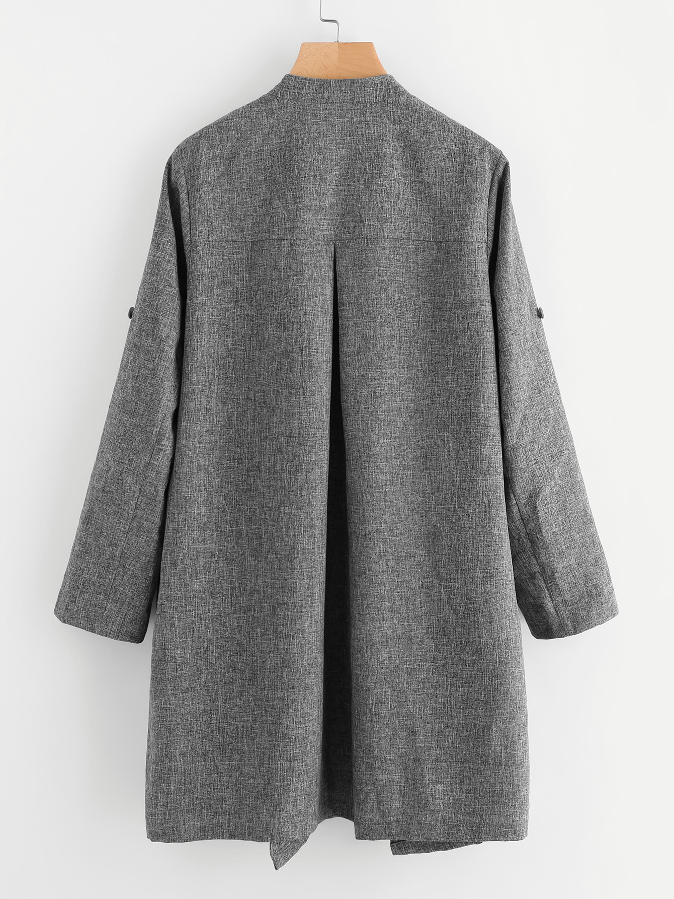 Drape Collar Roll Tab Sleeve Coat SheIn(Sheinside)