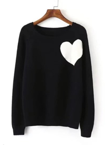 Contrast Heart Jumper Sweater