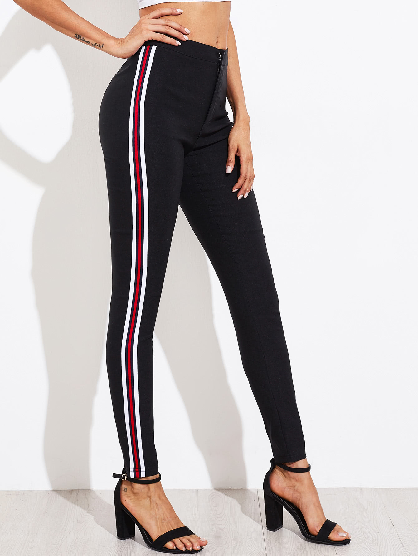 skinny striped trousers