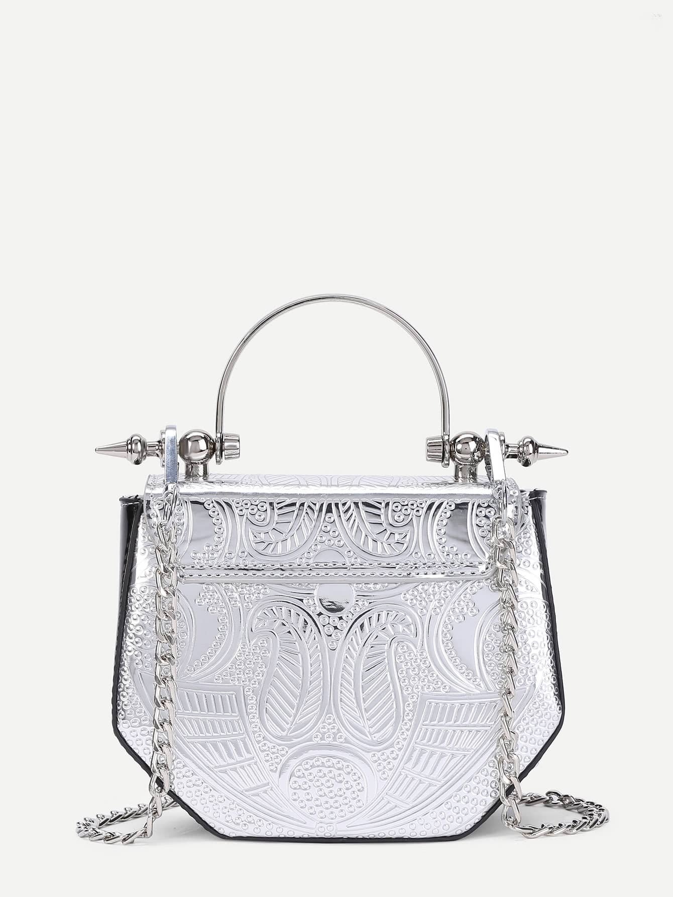 Metallic PU Chain Crossbody Bag SheIn(Sheinside)