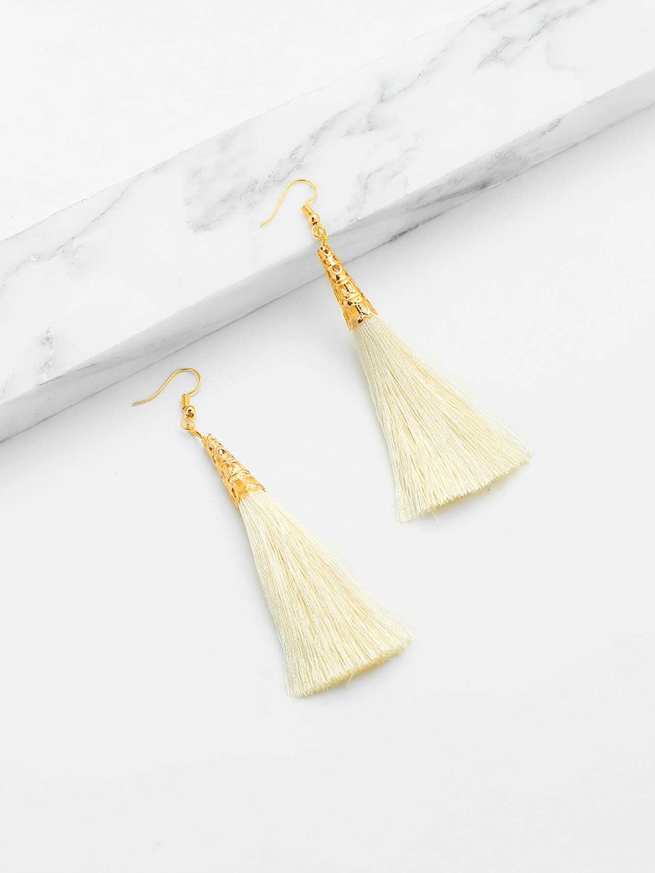 Long Tassel Hook Earrings SheIn(Sheinside)