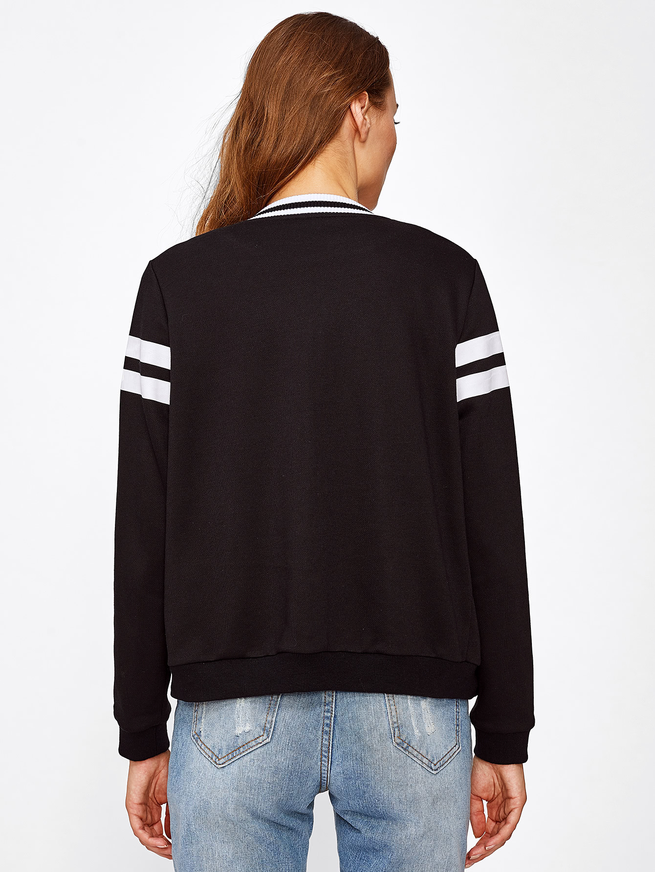 varsity print baseball jacket shein sheinside varsity print baseball jacket shein sheinside