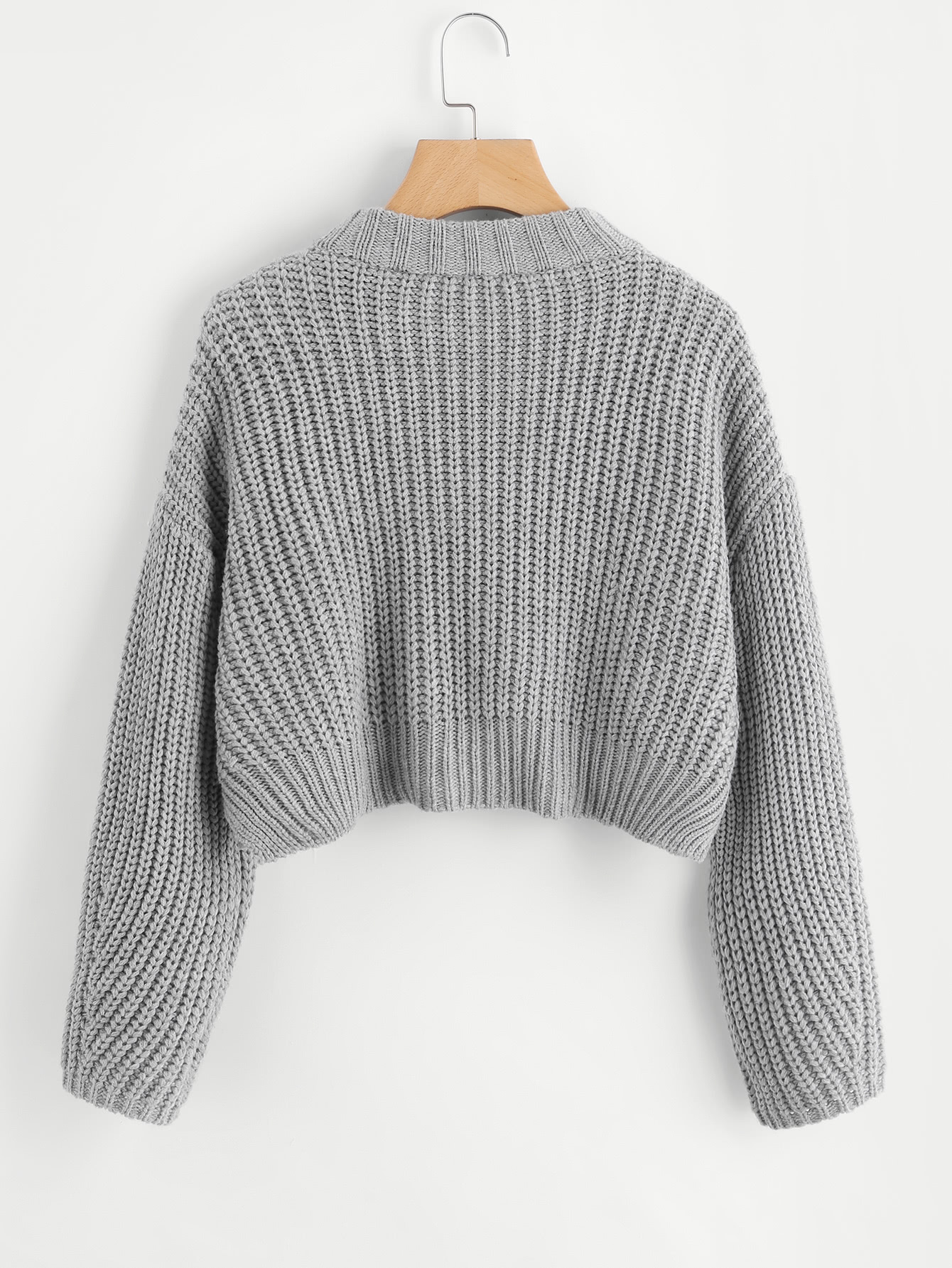 Vented Hem Chunky Knit Crop Jumper SheIn(Sheinside)