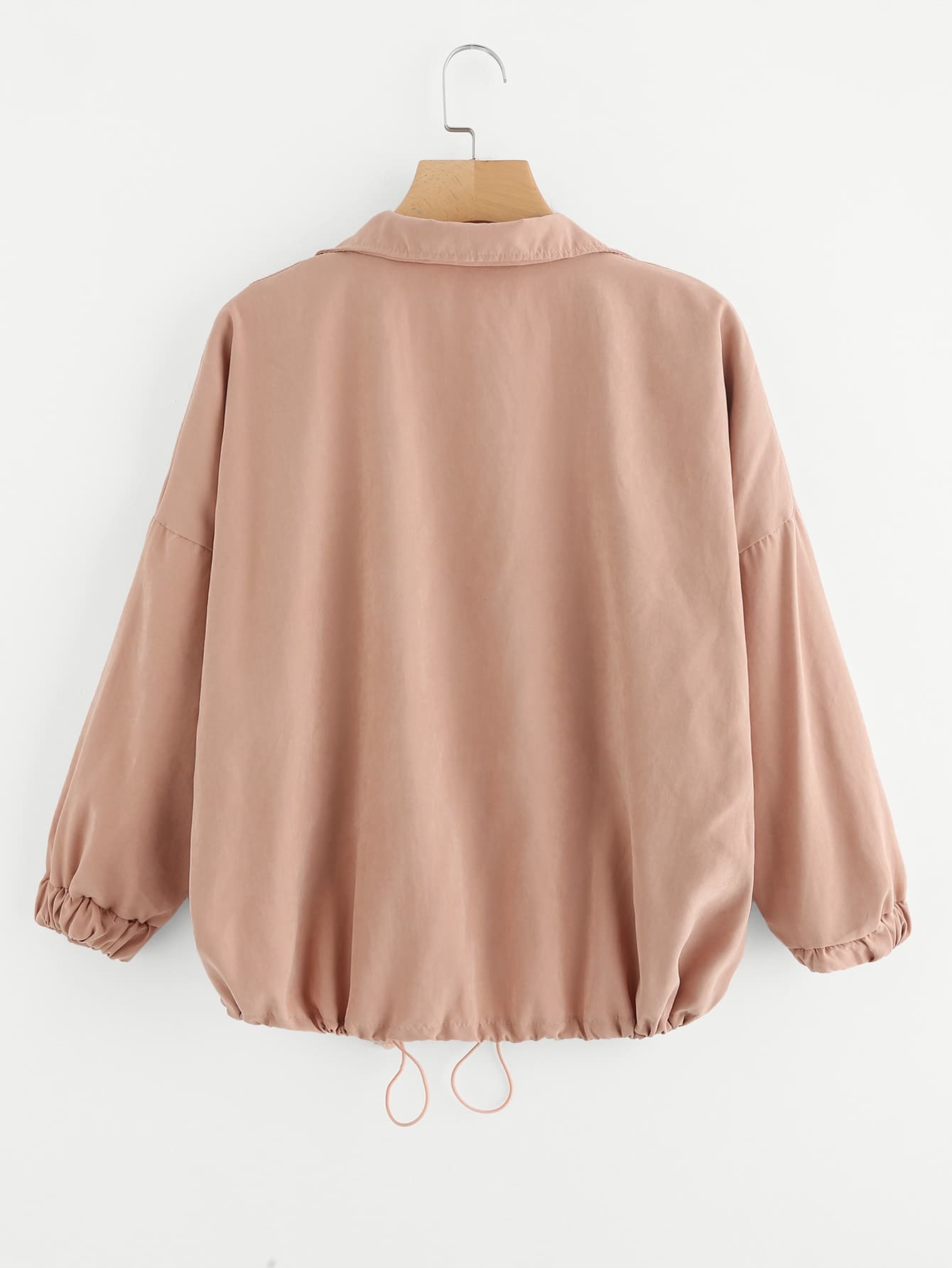 Drawstring Hem Zip Up Jacket SheIn(Sheinside)