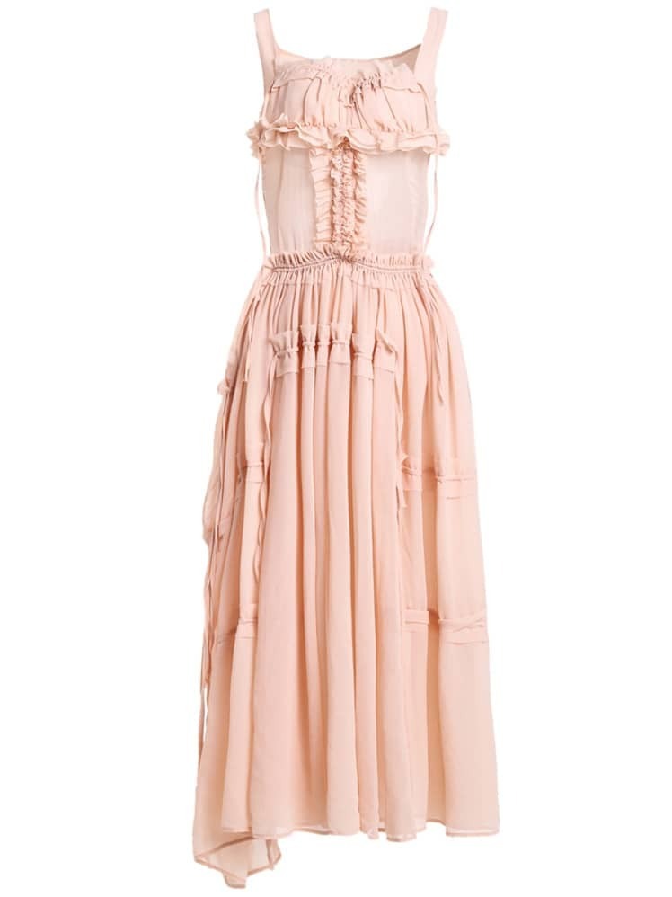 Flounce ElasticWaist Pleated Dress SheIn(Sheinside)