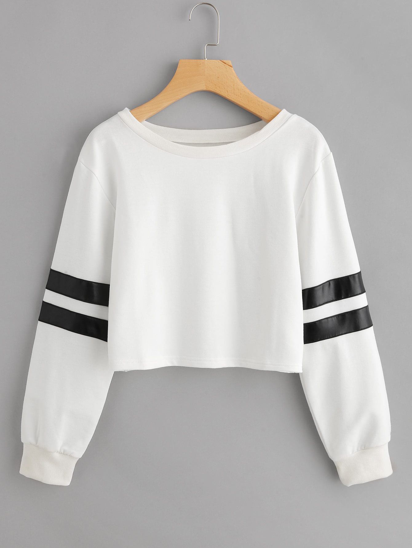 Varsity Striped Crop Sweatshirt SheIn(Sheinside)