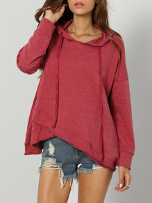 Dropped Shoulder Drawstring Hoodie