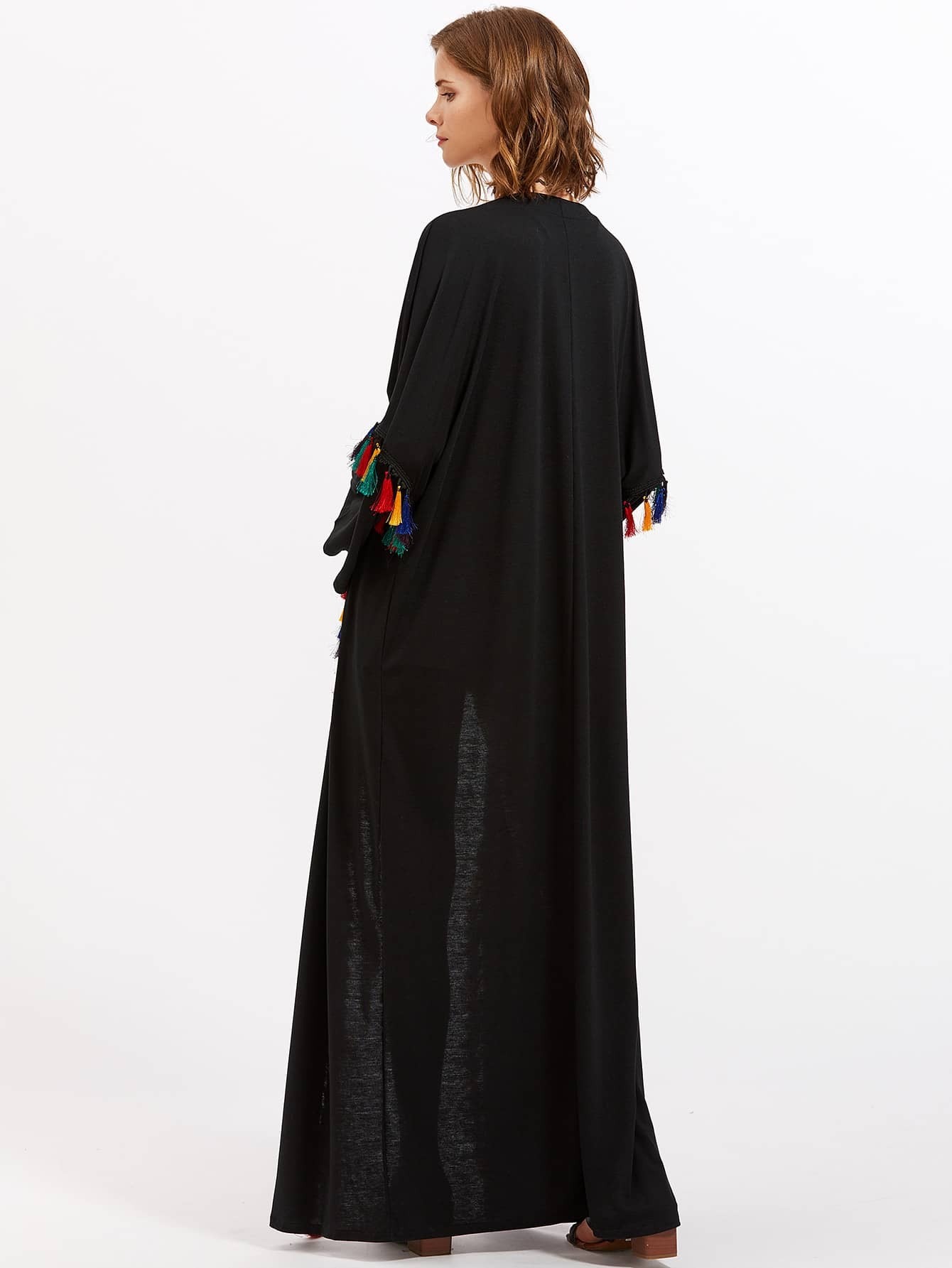 Tassel Detail Full Length Kimono SheIn(Sheinside)